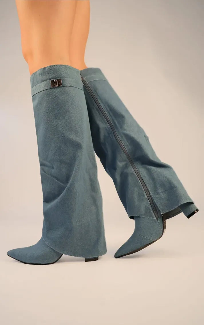 Taupe Faux Suede Slouchy Fold Over Shark Boots