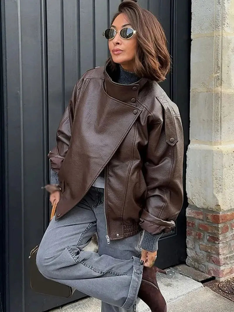 Statement Oversized Faux Leather Jacket