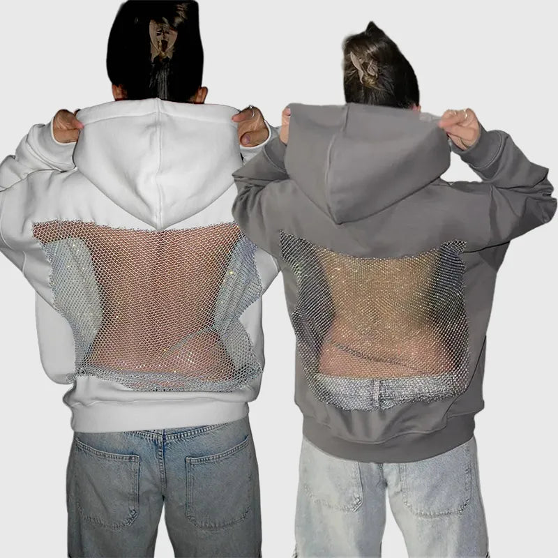 Backstage Crystal-Mesh Hoodie