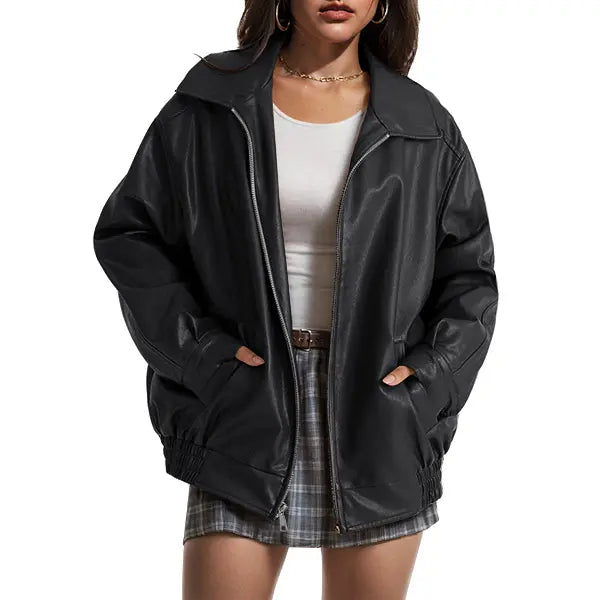Statement Oversized Faux Leather Jacket