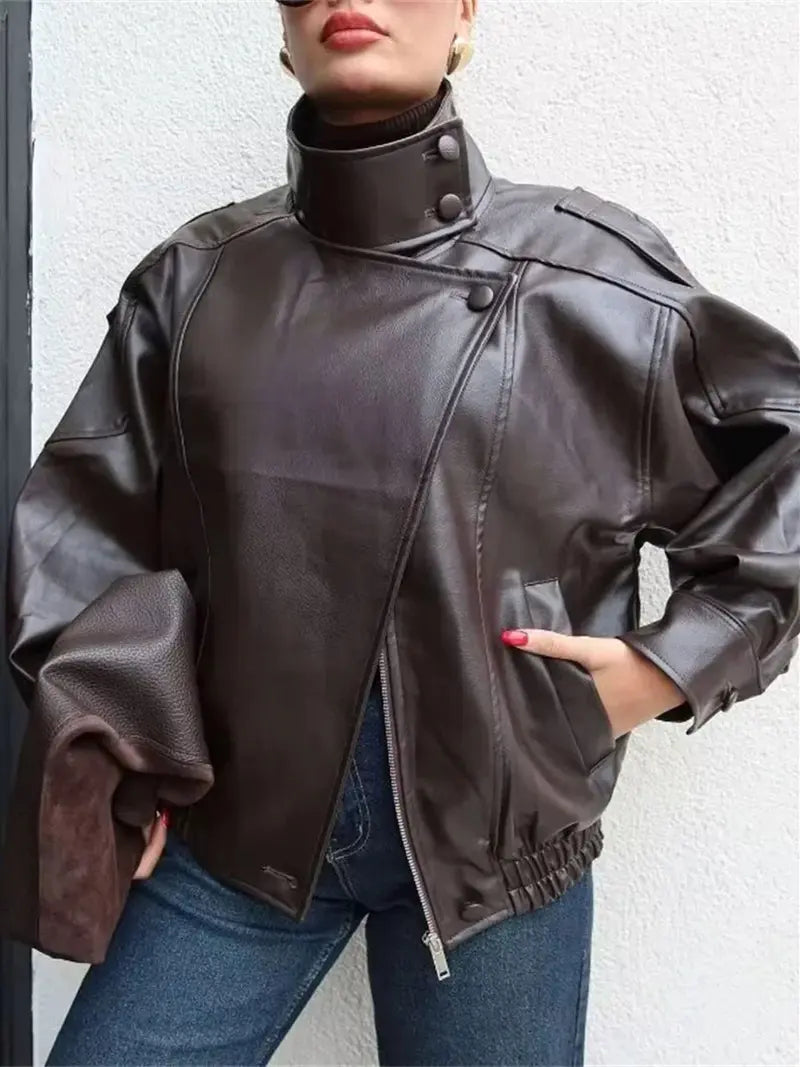 Statement Oversized Faux Leather Jacket