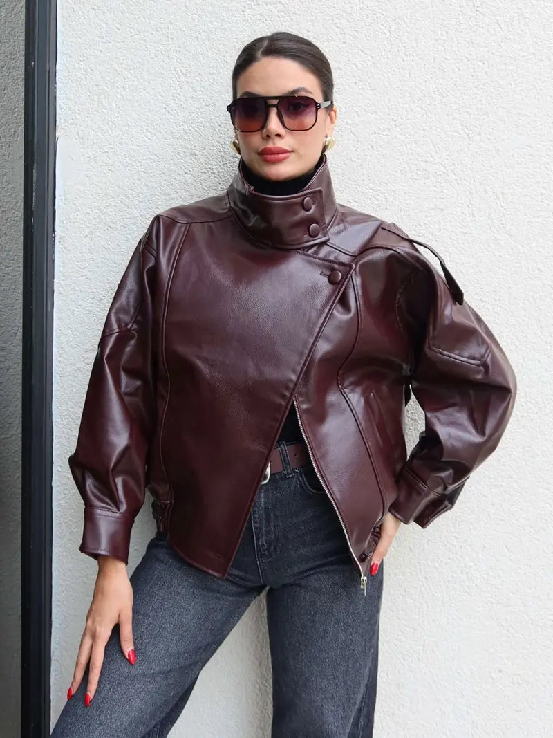 Statement Oversized Faux Leather Jacket
