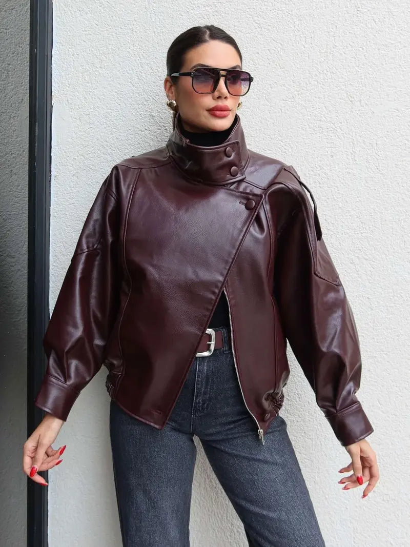 Statement Oversized Faux Leather Jacket