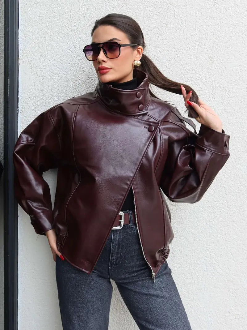 Statement Oversized Faux Leather Jacket