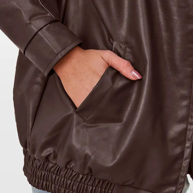 Statement Oversized Faux Leather Jacket