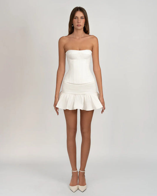 Ivory Lace-Up Strapless Corset