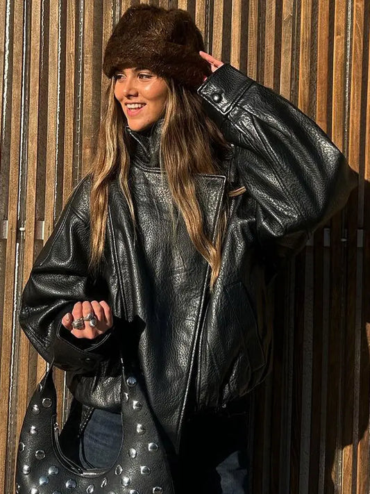 Statement Oversized Faux Leather Jacket