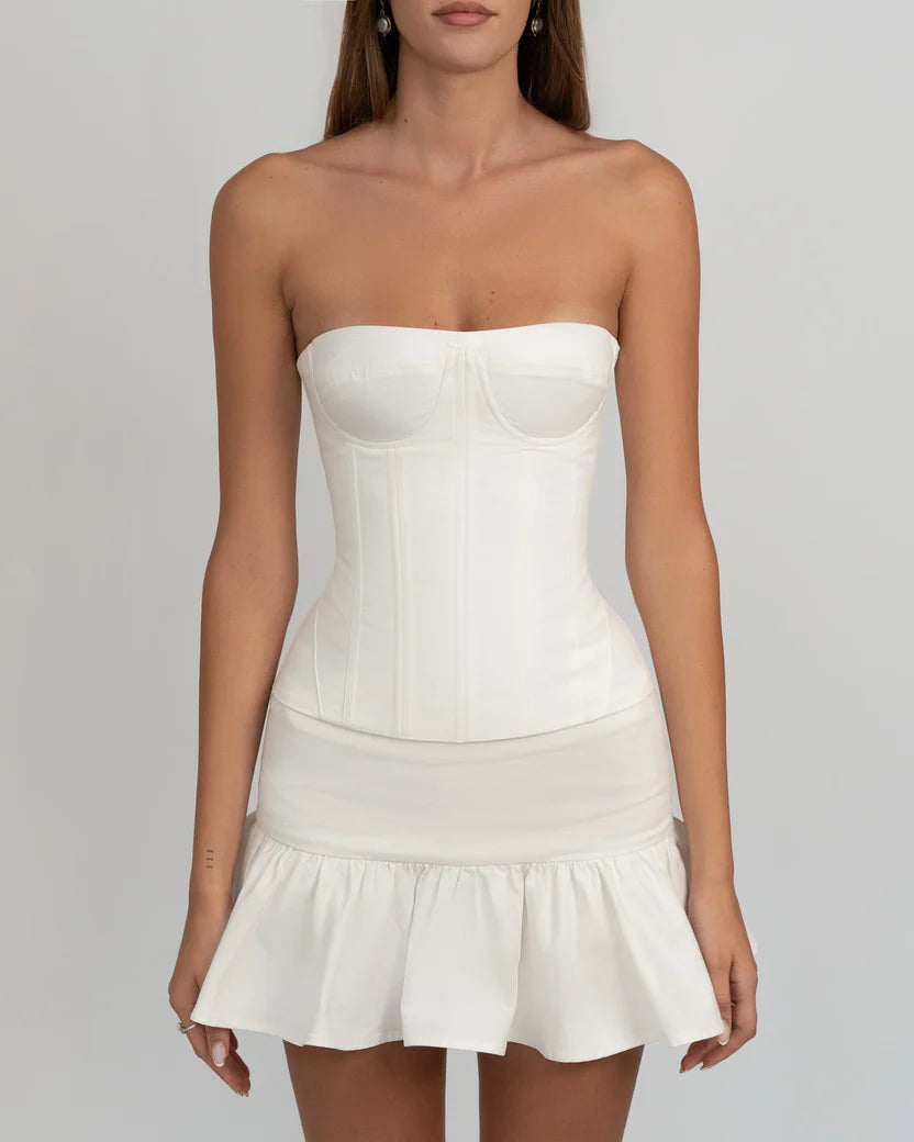 Ivory Lace-Up Strapless Corset