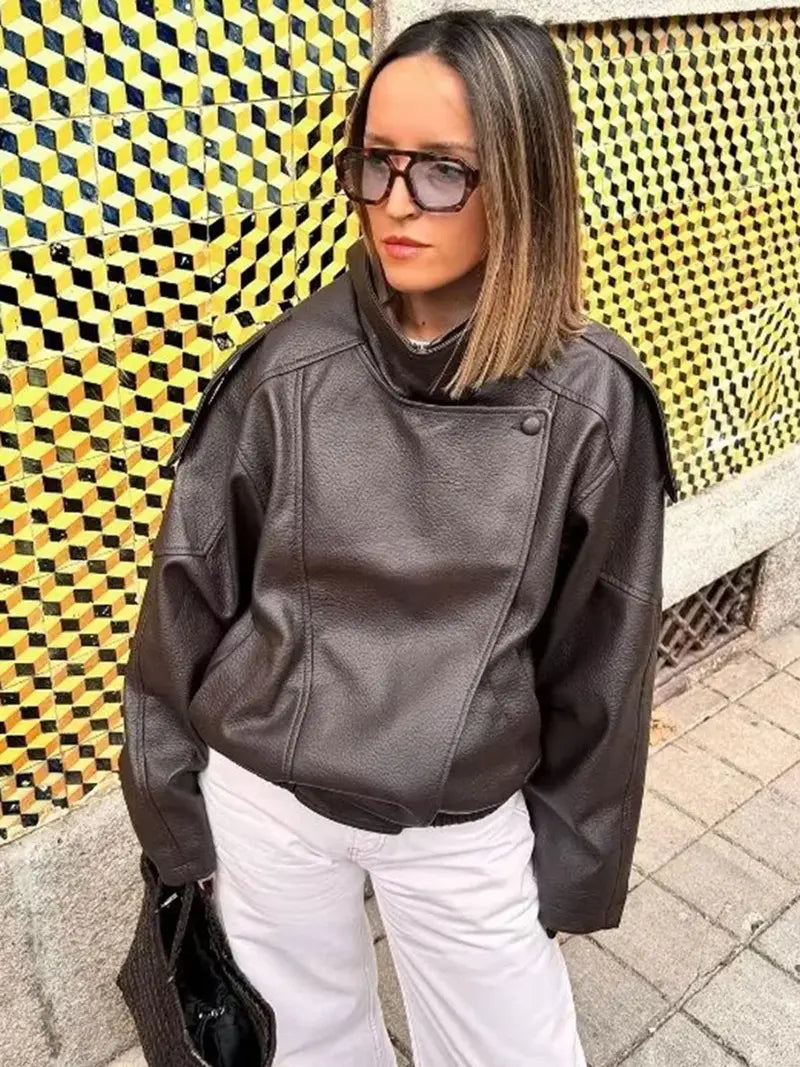 Statement Oversized Faux Leather Jacket