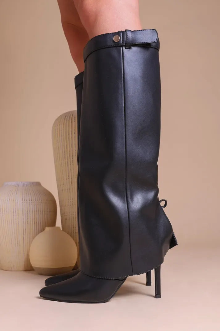 Taupe Faux Suede Slouchy Fold Over Shark Boots