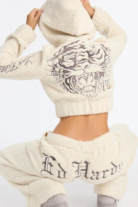 Gothic Sherpa Fleece Set - Cropped Hoodie
