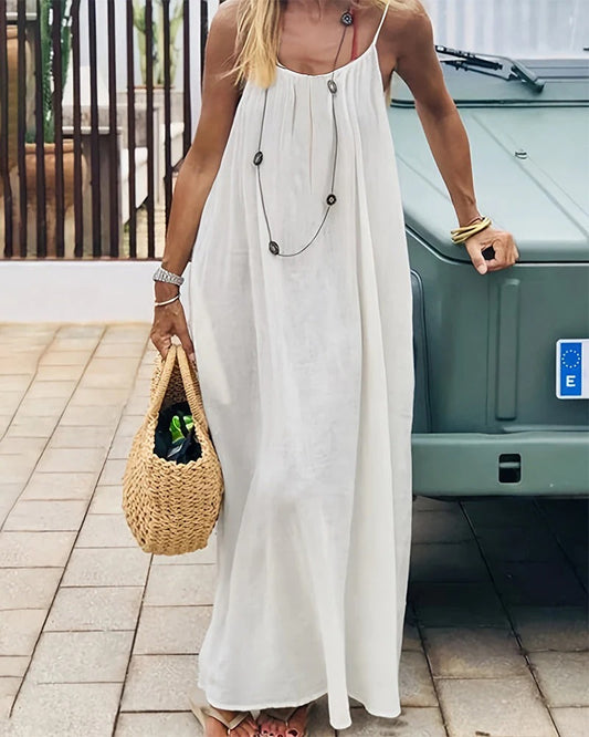 Solid Color Backless Cami Dress