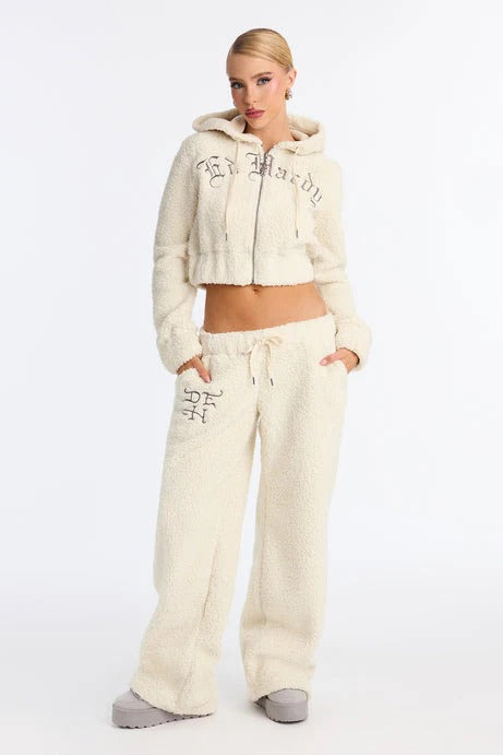 Gothic Sherpa Fleece Set - Cropped Hoodie