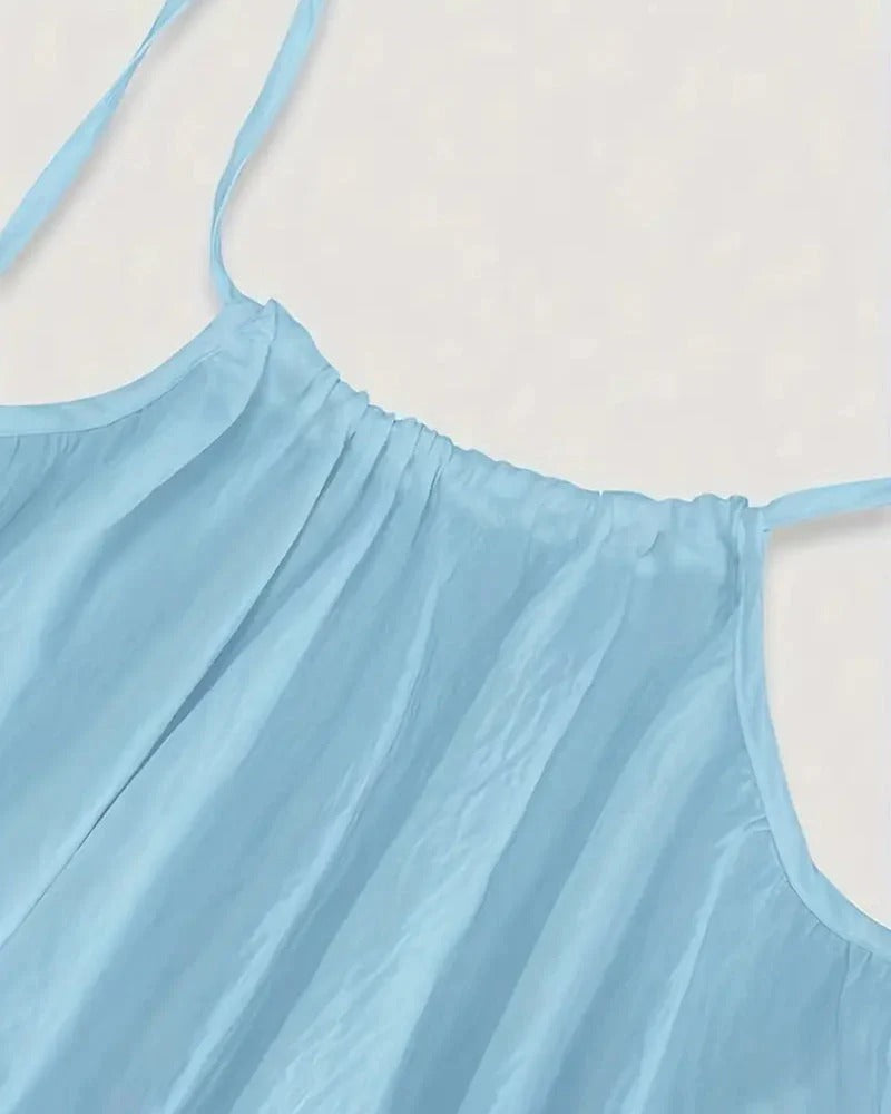 Solid Color Backless Cami Dress