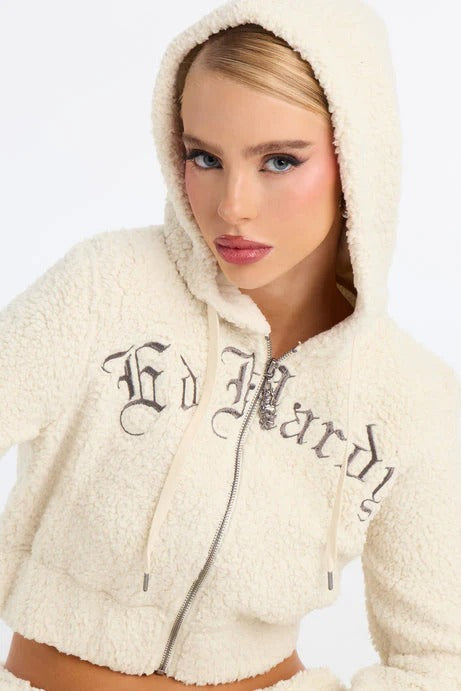 Gothic Sherpa Fleece Set - Cropped Hoodie