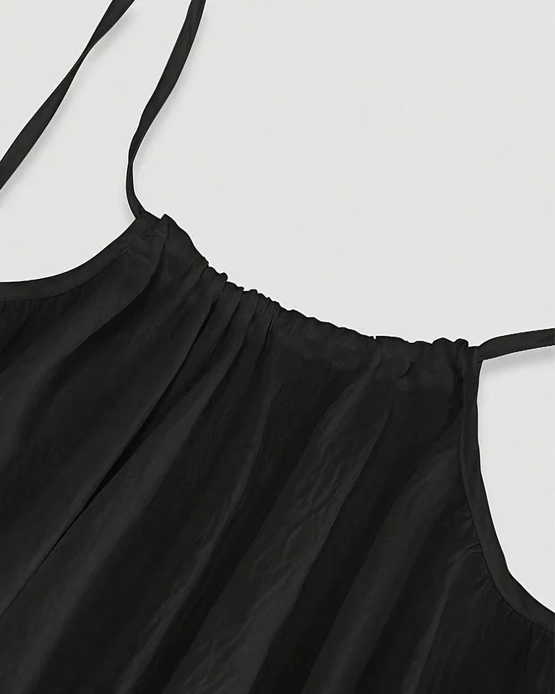 Solid Color Backless Cami Dress
